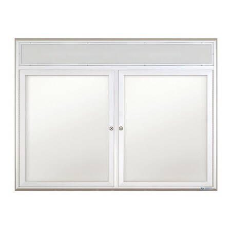 United Visual Products Double Indoor Magnetic Wet/Dry Erase Boa UV8765-SATIN-WHTPORC